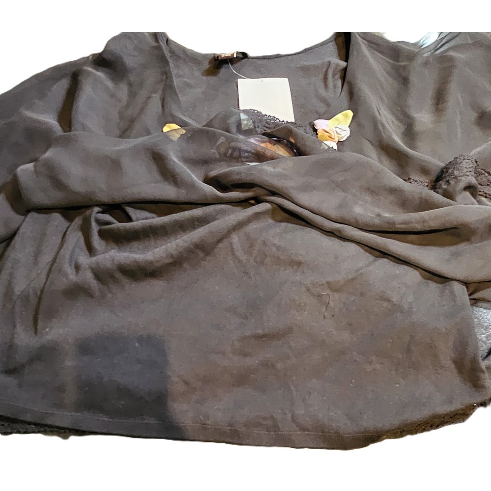 Patty La Belle SZ 2X Sheer Poncho Overlay W/Tank Lining Floral Boho,Flowy - Picture 15 of 16